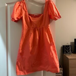 Pink puff sleeve dress